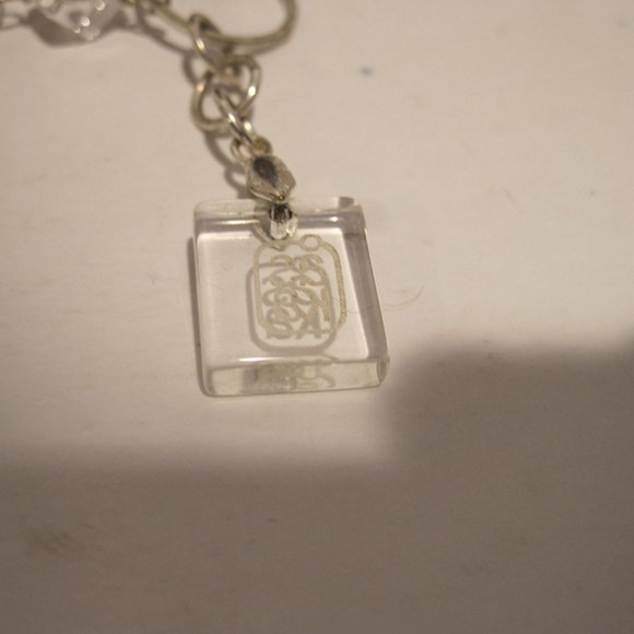 ASKA Long Chain Layered Necklace Silver Toned White Beads Clear Square Pendant - Picture 8 of 13